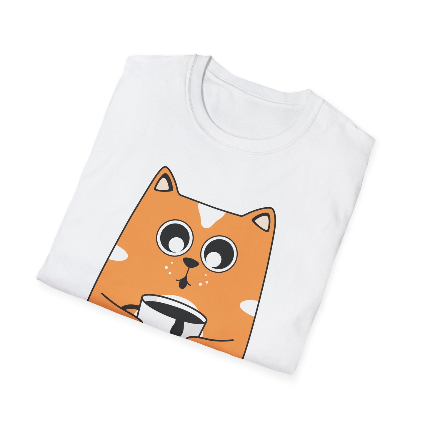 Cute Cat Coffee Unisex Softstyle T-Shirt for Cat Lovers