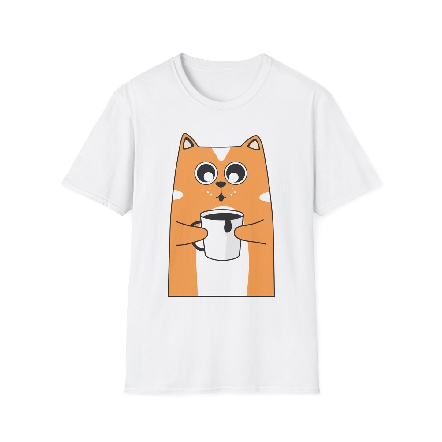 Cute Cat Coffee Unisex Softstyle T-Shirt for Cat Lovers